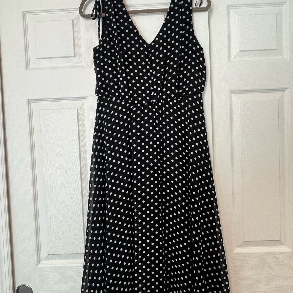 Jessica Howard Black & White Polka Dot Midi Dress